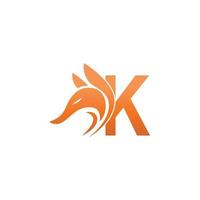 combinación de icono de cabeza de zorro con diseño de icono de logotipo de letra k vector