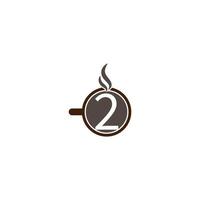 Hot coffee cup themed number icon logo design vector