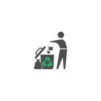 Trash and man icon vector