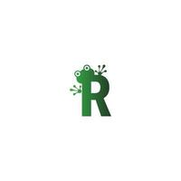 concepto de huellas de rana de diseño de logotipo de letra r vector