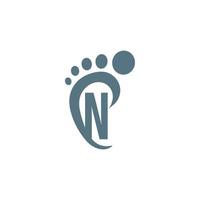 Letter N icon logo combined with footprint icon design vector