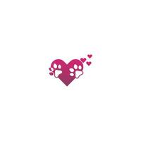 Dog footprint logo love icon design concept vector