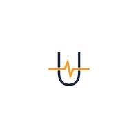 Letter U icon logo combined with pulse icon design vector