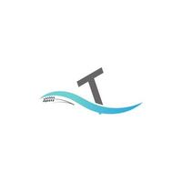 Icon logo letter T  drop into the water vector