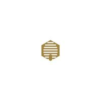 Honeycomb logo, leaf honey logo icon design concept vector