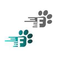 Letter F  icon on paw prints logo vector