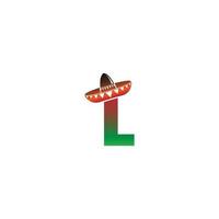 Letter L Mexican hat concept design vector