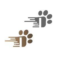 Letter I  icon on paw prints logo vector