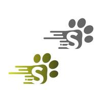 Letter S  icon on paw prints logo vector