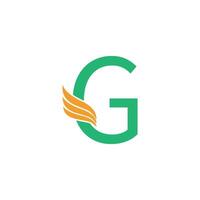 Letter G logo with wing icon design concept vector