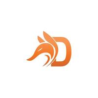 Fox head icon combination with letter D logo icon design vector