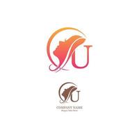 Beautiful face logo letter U icon in front  design vector