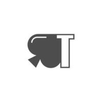 Letter T logo combined with spade icon design vector