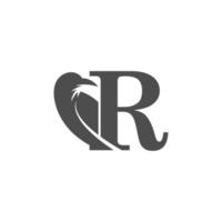 diseño de logotipo de icono de combinación de letra r y cuervo vector