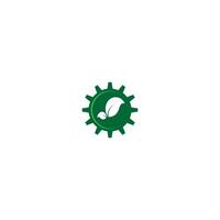 Combination of gear and green leaf logo icon vector