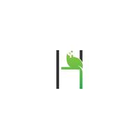 Letter H logo leaf digital icon design concept vector