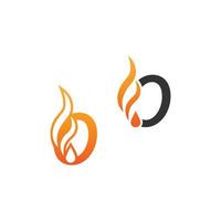 letra o y ondas de fuego, diseño de concepto de icono de logotipo vector