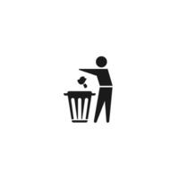 Trash and man icon vector