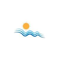 Wave and sun logo icon design vector