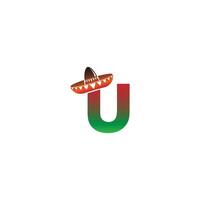 Letter U Mexican hat concept design vector