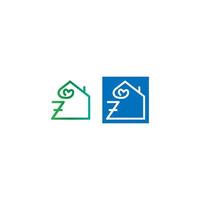 Letter Z house with love icon logo vector