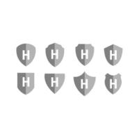 letter H on the shield logo icon vector