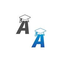 Letter A graduation cap concept design vector