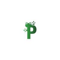 Letter P logo design frog footprints concept vector