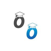 Letter O graduation cap concept design vector