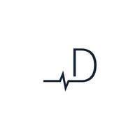 Letter D icon logo combined with pulse icon design vector