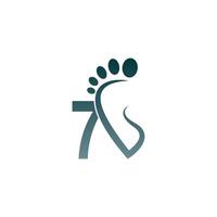 Number 7 icon logo combined with footprint icon design vector