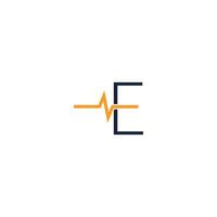 Letter E icon logo combined with pulse icon design vector