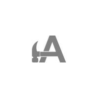 Letter A and hammer combination icon logo design vector