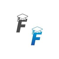 Letter F graduation cap concept design vector