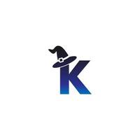 Letter K witch hat concept design vector