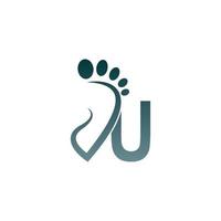Letter U icon logo combined with footprint icon design vector