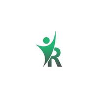 Letter R  icon logo with abstrac sucsess man in front, alphabet logo icon creative design vector