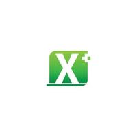 icono del logotipo de la letra x con diseño de cruz médica vector