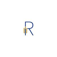 letra r combinada con diseño de logotipo de icono de trigo vector