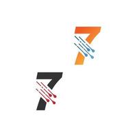 Number 7  simple  tech logo with circuit lines style icon vector