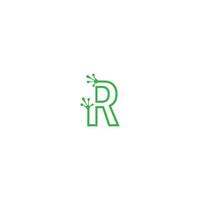 concepto de huellas de rana de diseño de logotipo de letra r vector