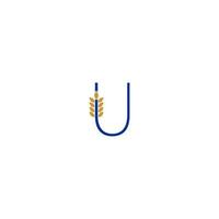 Letter U combined with wheat icon logo design vector