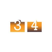 Numbers 34 on the square icon template vector