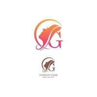 Beautiful face logo letter G icon in front  design vector