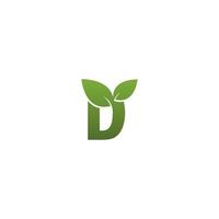 letra d con el logo del símbolo de la hoja verde
