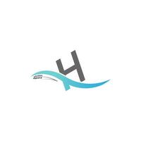 Icon logo letter H  drop into the water vector