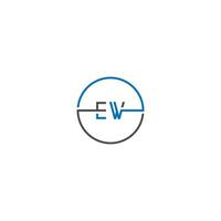 Square EW logo letters design concept in black and blue colors vector