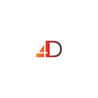 Letter 4D logo combination vector