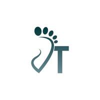 Letter T icon logo combined with footprint icon design vector