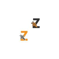 Letter Z with bee icon illustration vector